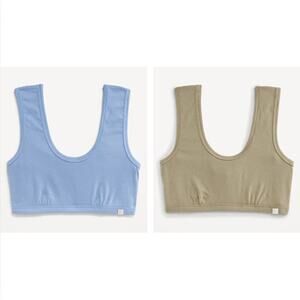 Old Navy Loves You Rib Knit Bralette Bundle of 2 XXL Comfort Lounge Blue Olive